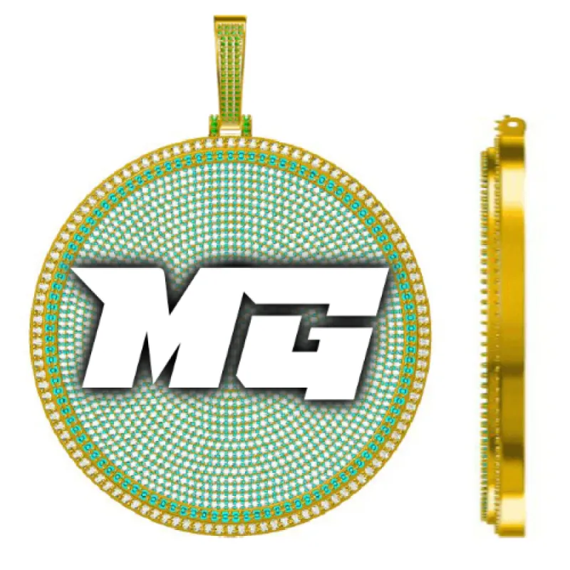 CUSTOM LETTER NECKLACE 3D BIG DISC sold by The GUU Shop