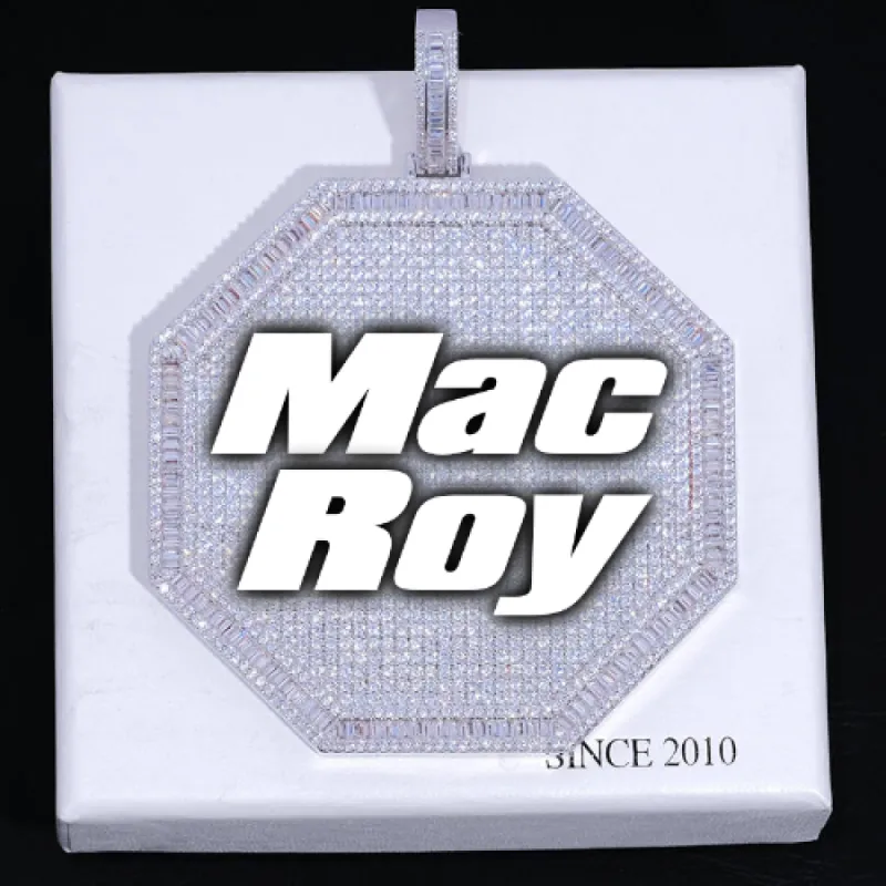 CUSTOM LETTER NECKLACE 3D BIG OCTAGON sold by The GUU Shop