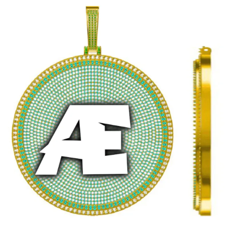 CUSTOM LETTER NECKLACE 3D BIG DISC sold by The GUU Shop