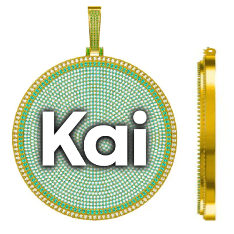 CUSTOM LETTER NECKLACE 3D BIG DISC sold by The GUU Shop