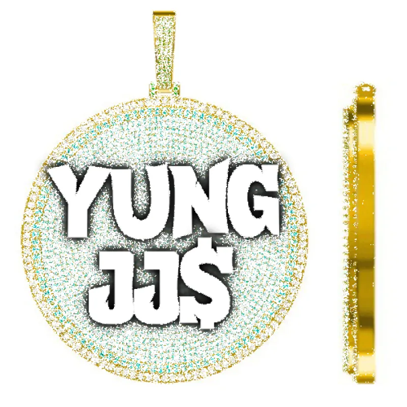 CUSTOM LETTER NECKLACE 3D BIG DISC sold by The GUU Shop