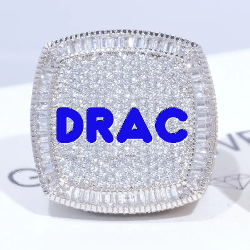 CUSTOM LETTER 3D ICED RING sold by The GUU Shop