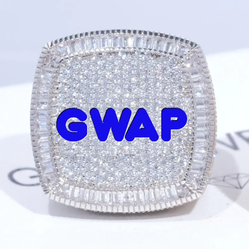 CUSTOM LETTER 3D ICED RING sold by The GUU Shop