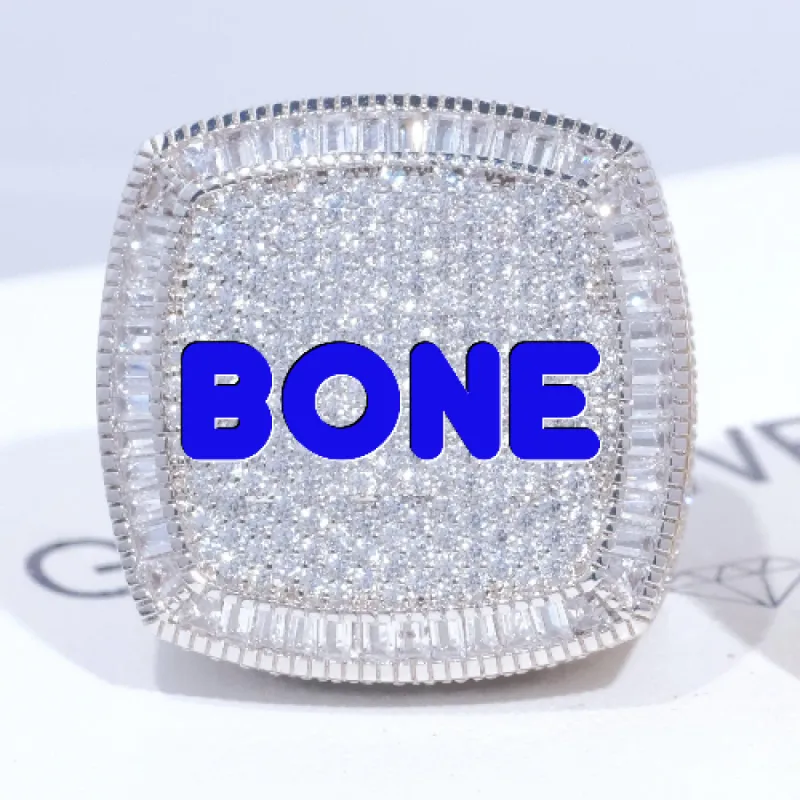 CUSTOM LETTER 3D ICED RING sold by The GUU Shop