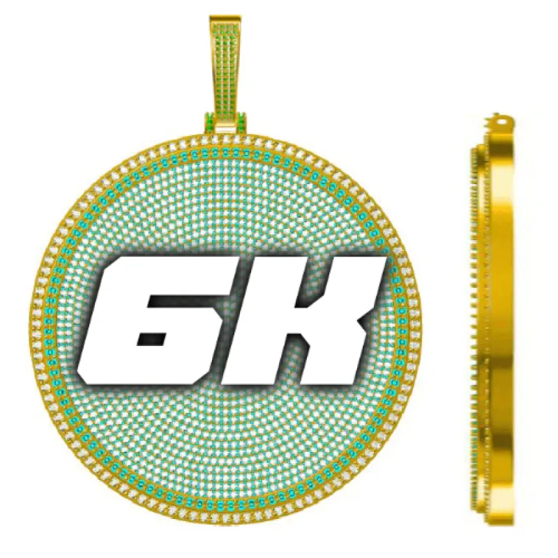 CUSTOM LETTER NECKLACE 3D BIG DISC sold by The GUU Shop