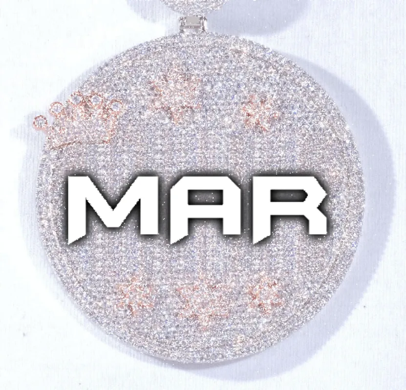 CUSTOM LETTER NECKLACE 3D BIG CROWN DISC made by The GUU Shop