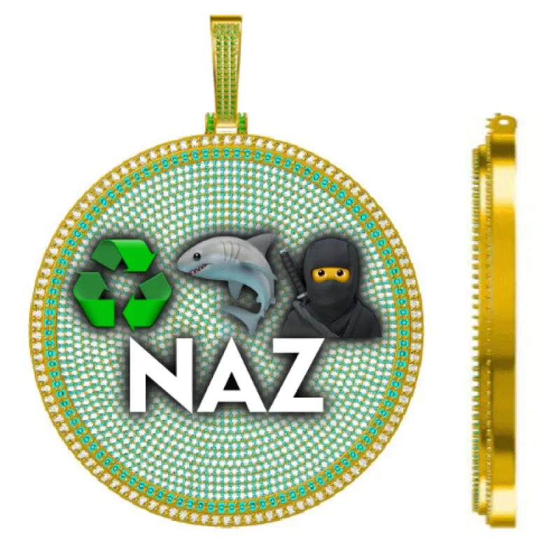 CUSTOM LETTER NECKLACE 3D BIG DISC sold by The GUU Shop