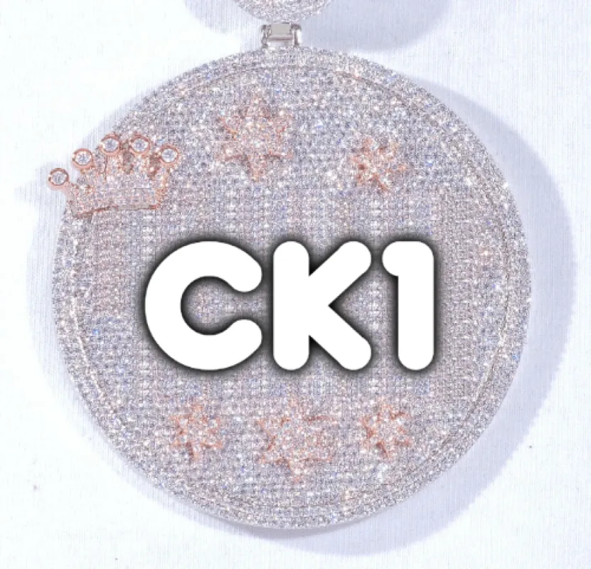 CUSTOM LETTER NECKLACE 3D BIG CROWN DISC sold by The GUU Shop