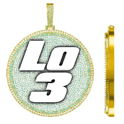 CUSTOM LETTER NECKLACE 3D BIG DISC sold by The GUU Shop