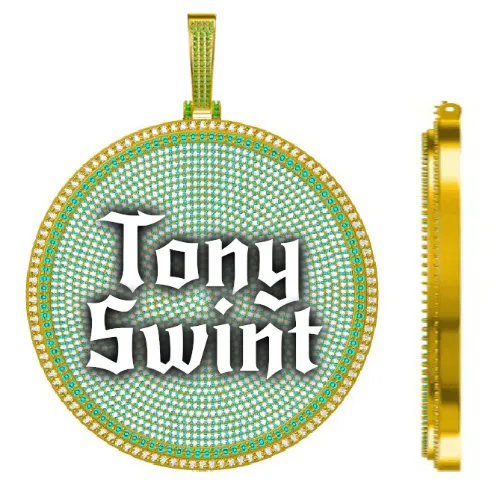 CUSTOM LETTER NECKLACE 3D BIG DISC sold by The GUU Shop