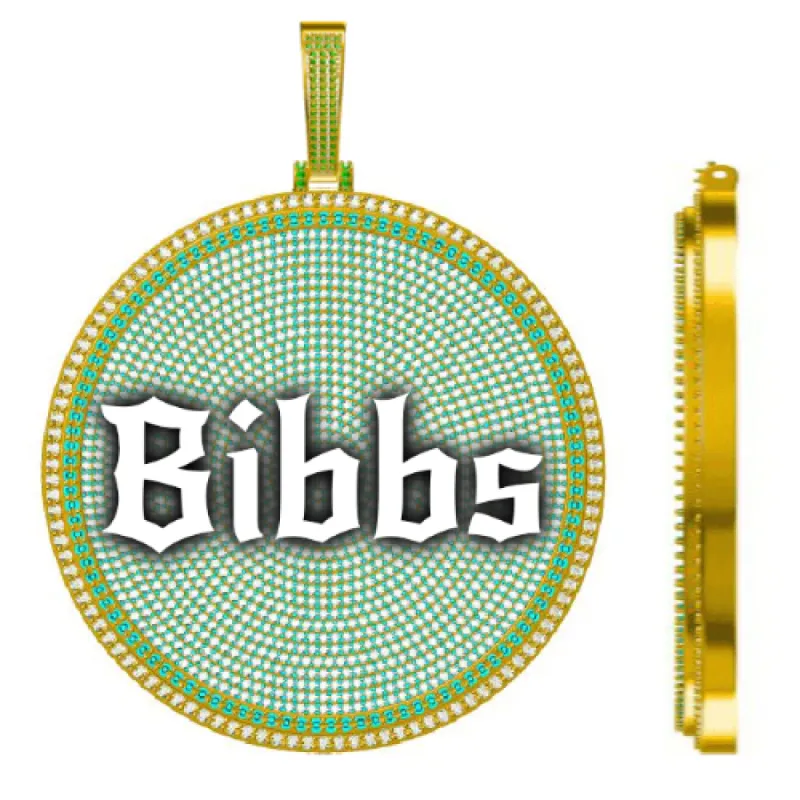 CUSTOM LETTER NECKLACE 3D BIG DISC sold by The GUU Shop