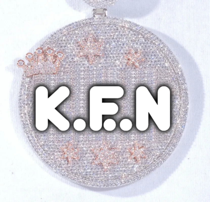 CUSTOM LETTER NECKLACE 3D BIG CROWN DISC sold by The GUU Shop