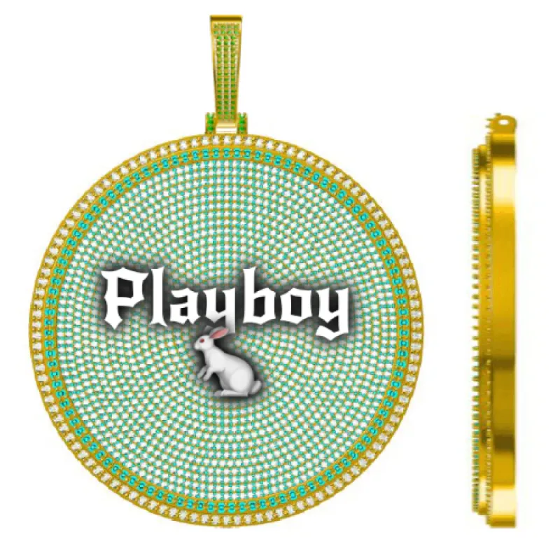 CUSTOM LETTER NECKLACE 3D BIG DISC sold by The GUU Shop