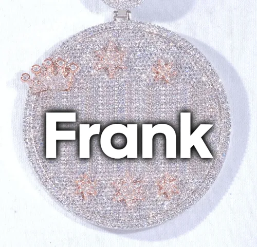 CUSTOM LETTER NECKLACE 3D BIG CROWN DISC sold by The GUU Shop