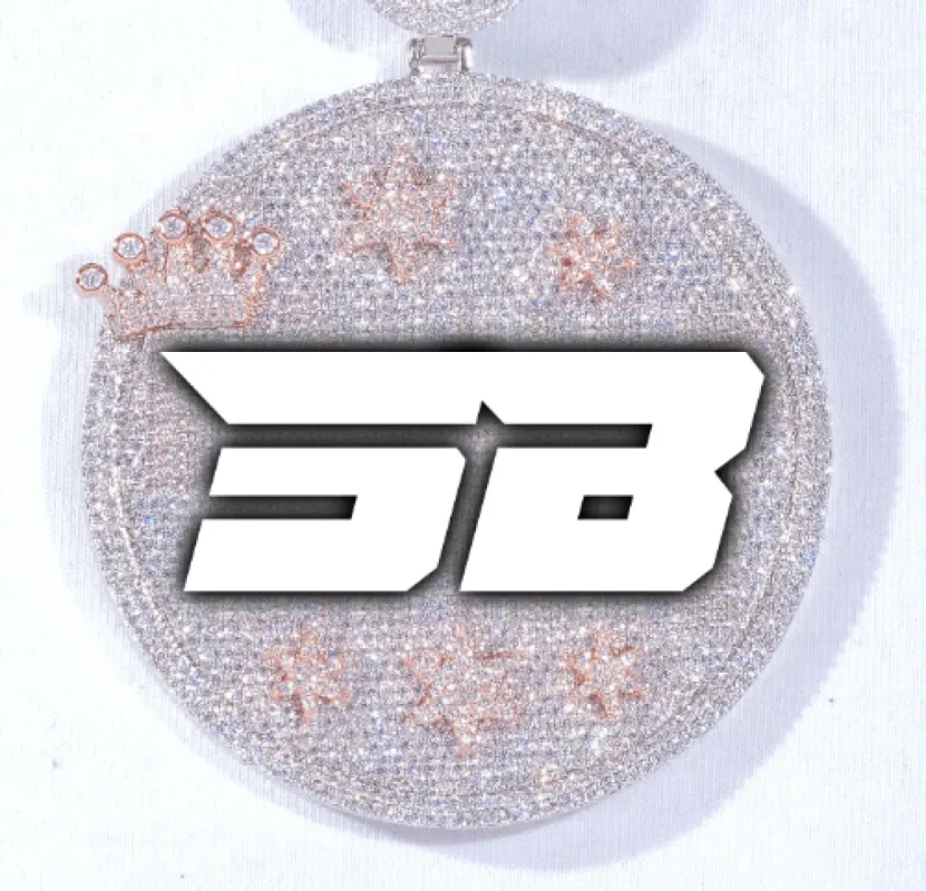 CUSTOM LETTER NECKLACE 3D BIG CROWN DISC sold by The GUU Shop