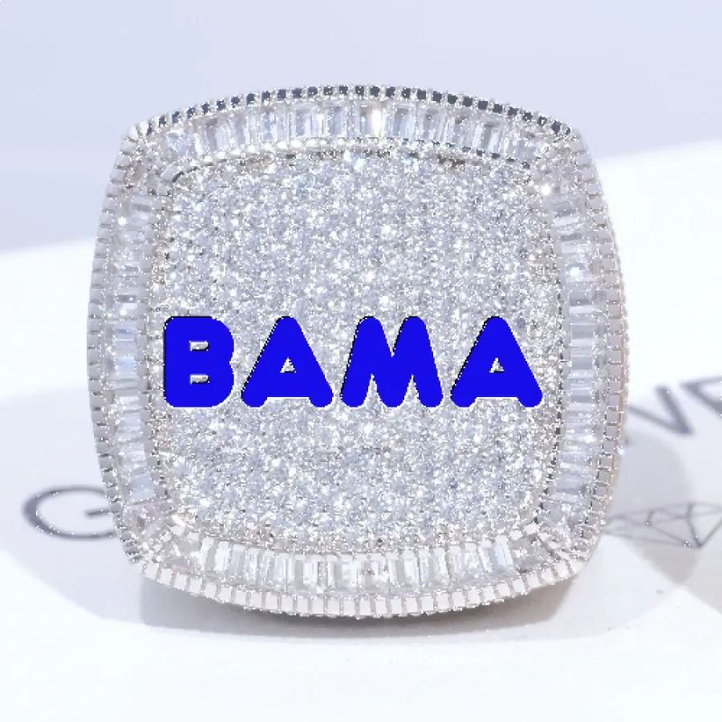 CUSTOM LETTER 3D ICED RING sold by The GUU Shop