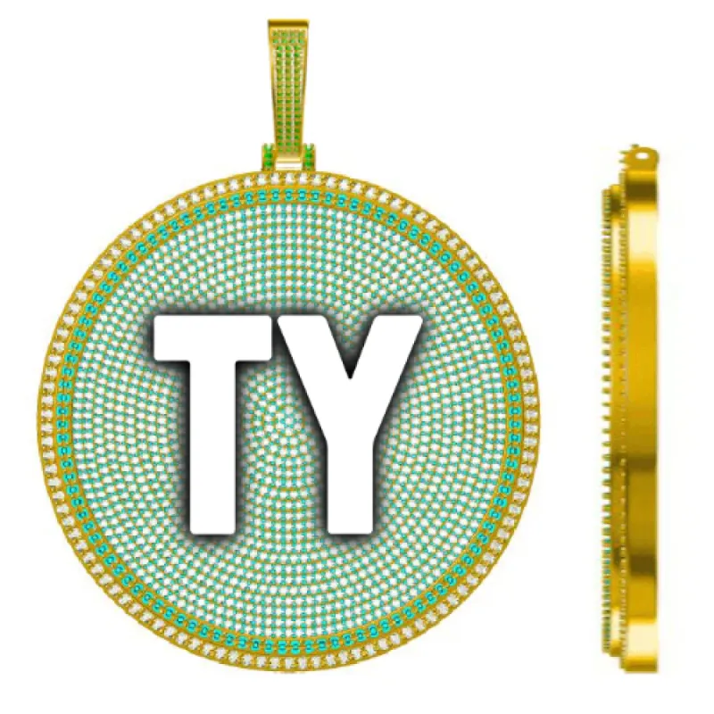 CUSTOM LETTER NECKLACE 3D BIG DISC sold by The GUU Shop