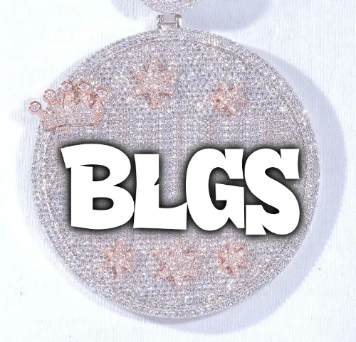 CUSTOM LETTER NECKLACE 3D BIG CROWN DISC sold by The GUU Shop