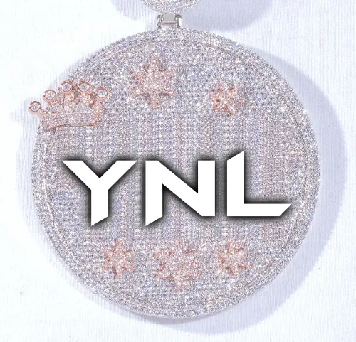 CUSTOM LETTER NECKLACE 3D BIG CROWN DISC sold by The GUU Shop