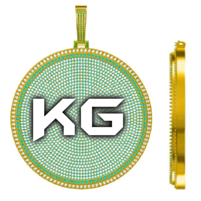 CUSTOM LETTER NECKLACE 3D BIG DISC sold by The GUU Shop