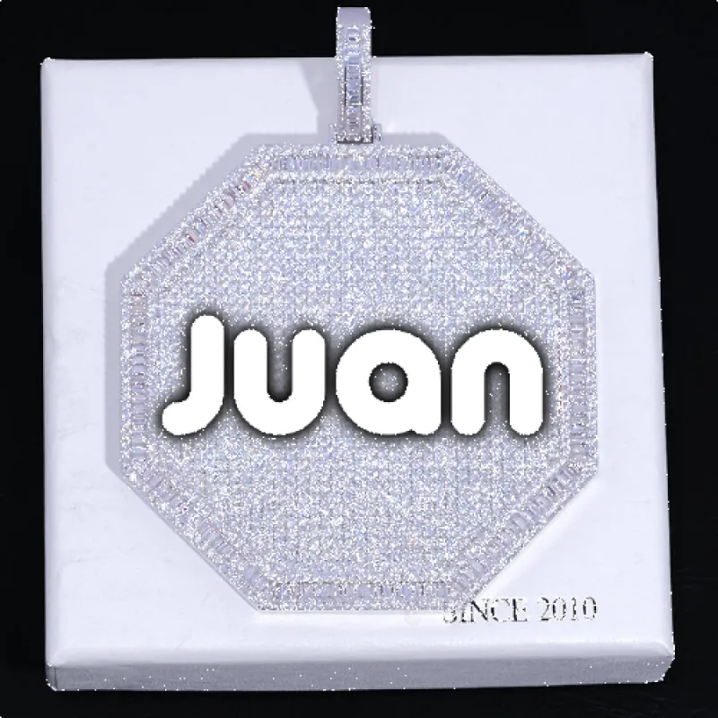 CUSTOM LETTER NECKLACE 3D BIG OCTAGON sold by The GUU Shop