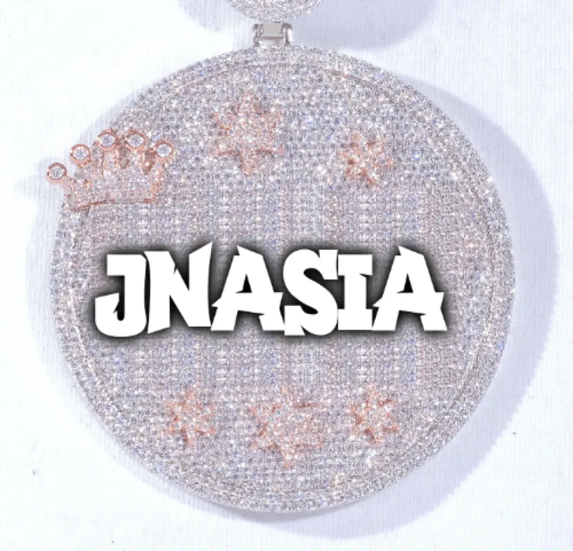 CUSTOM LETTER NECKLACE 3D BIG CROWN DISC sold by The GUU Shop