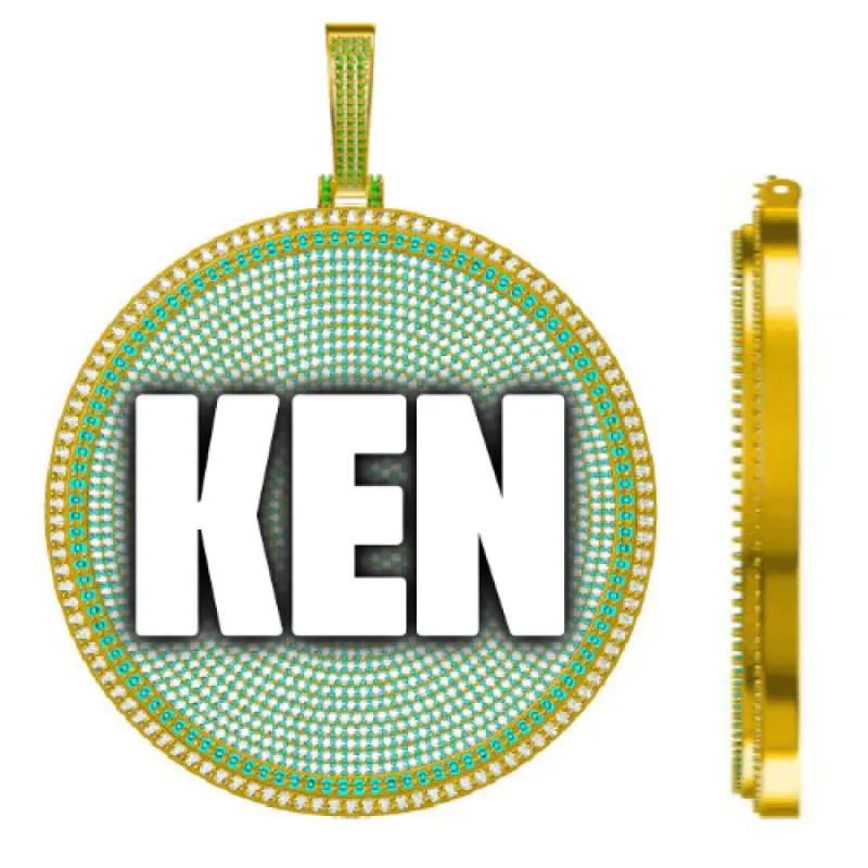 CUSTOM LETTER NECKLACE 3D BIG DISC sold by The GUU Shop