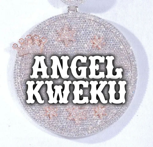 CUSTOM LETTER NECKLACE 3D BIG CROWN DISC sold by The GUU Shop