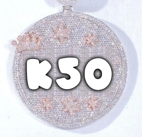 CUSTOM LETTER NECKLACE 3D BIG CROWN DISC sold by The GUU Shop