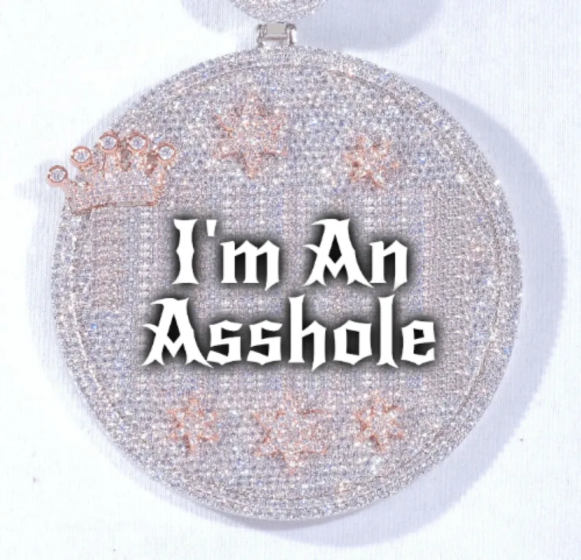 CUSTOM LETTER NECKLACE 3D BIG CROWN DISC sold by The GUU Shop