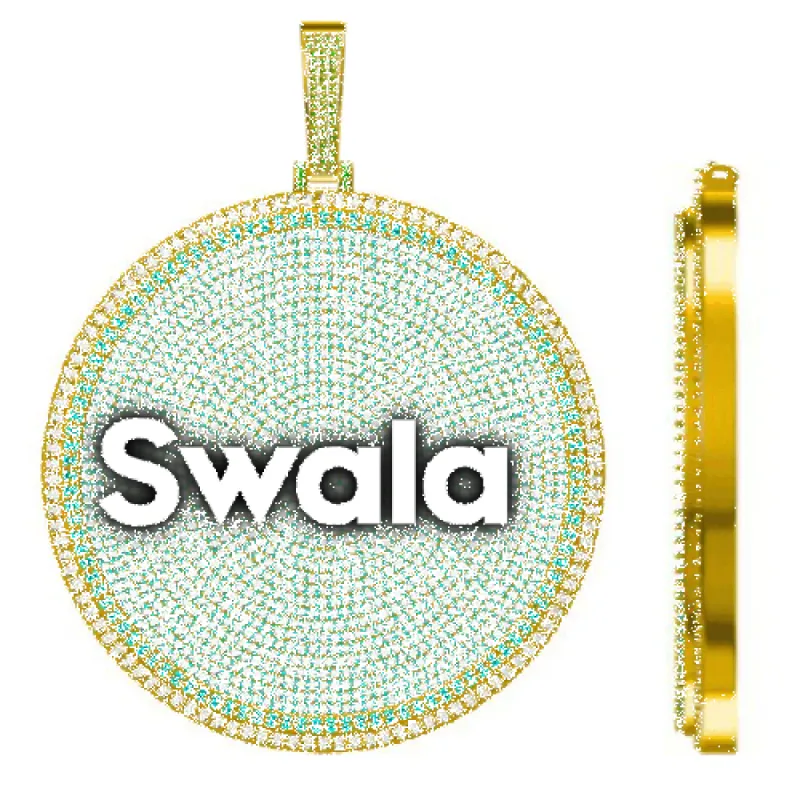 CUSTOM LETTER NECKLACE 3D BIG DISC sold by The GUU Shop