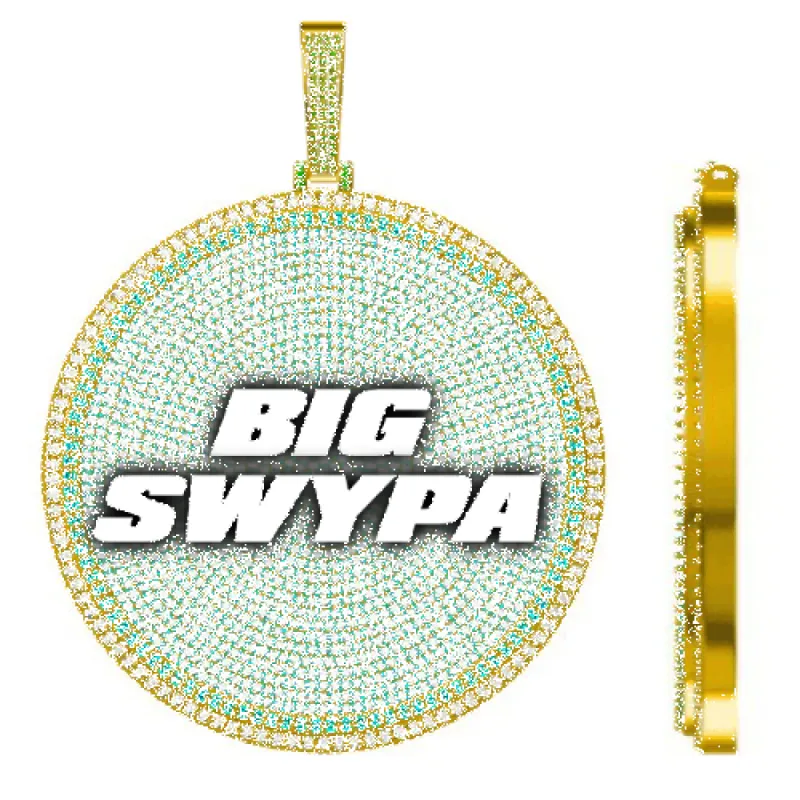 CUSTOM LETTER NECKLACE 3D BIG DISC sold by The GUU Shop