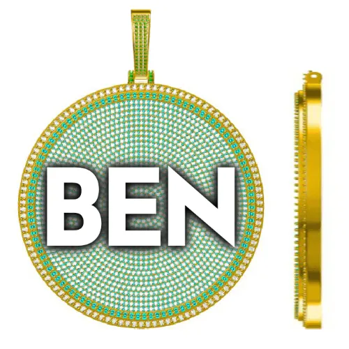 CUSTOM LETTER NECKLACE 3D BIG DISC sold by The GUU Shop