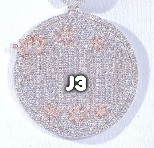 CUSTOM LETTER NECKLACE 3D BIG CROWN DISC sold by The GUU Shop