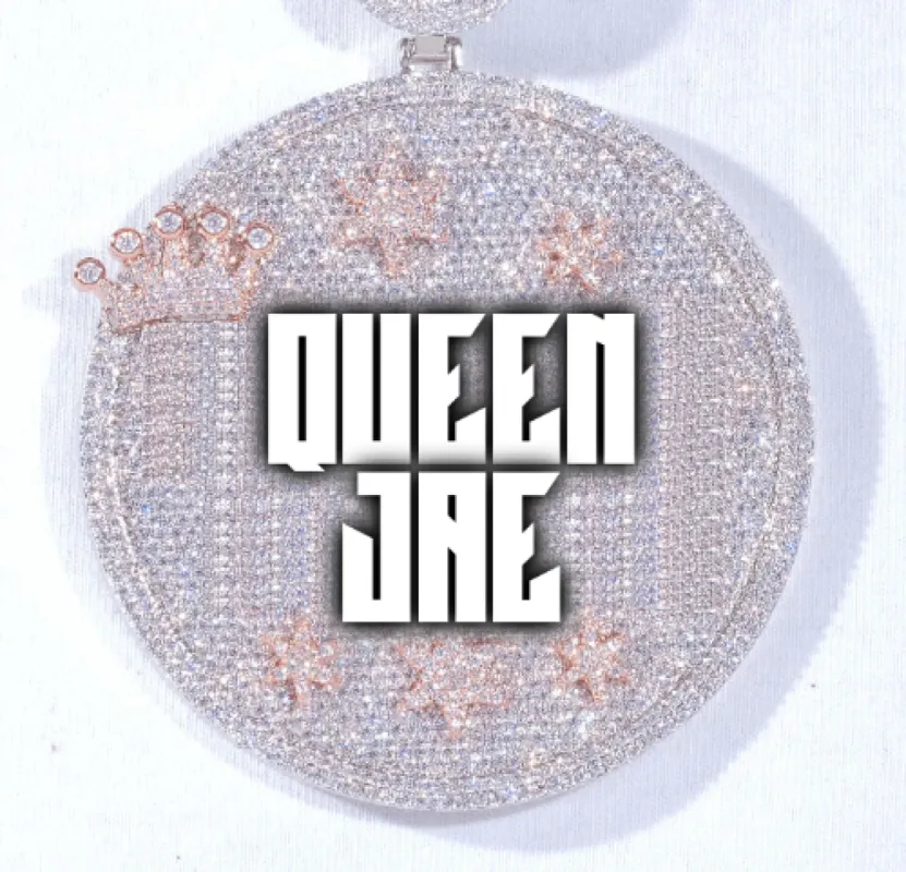 CUSTOM LETTER NECKLACE 3D BIG CROWN DISC sold by The GUU Shop