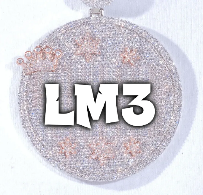 CUSTOM LETTER NECKLACE 3D BIG CROWN DISC sold by The GUU Shop