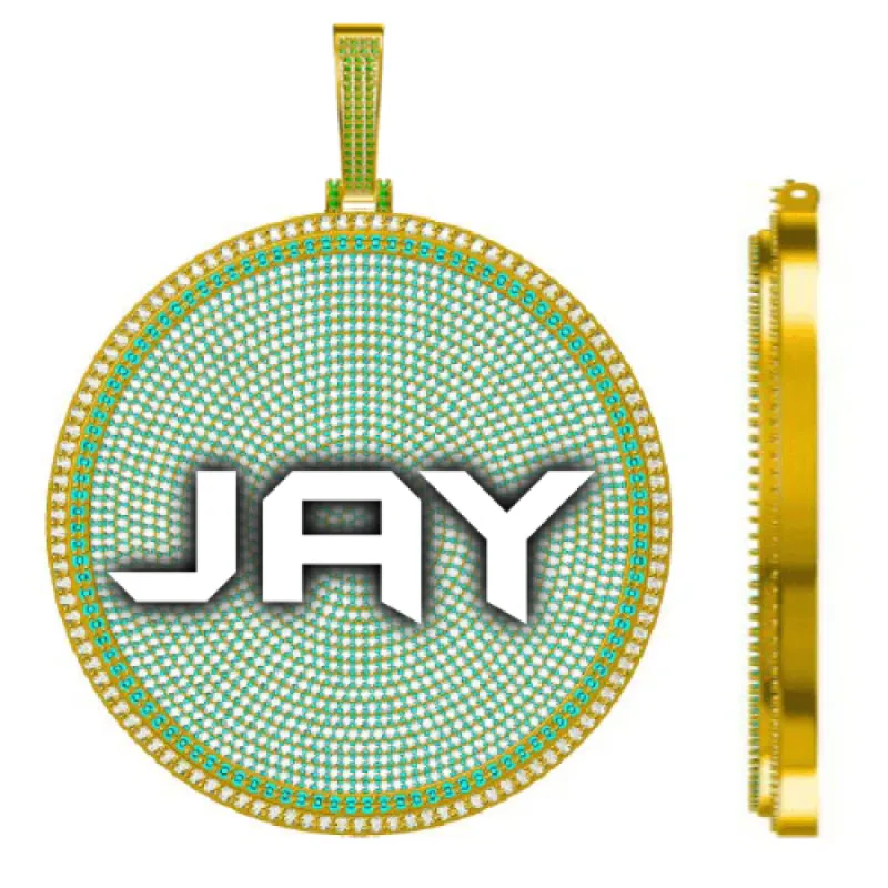 CUSTOM LETTER NECKLACE 3D BIG DISC sold by The GUU Shop