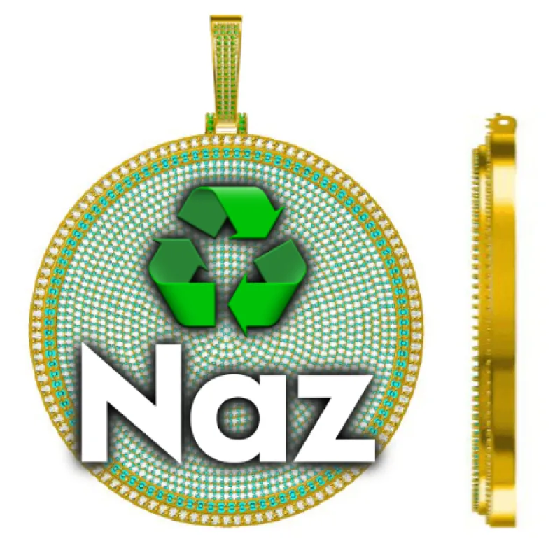 CUSTOM LETTER NECKLACE 3D BIG DISC sold by The GUU Shop