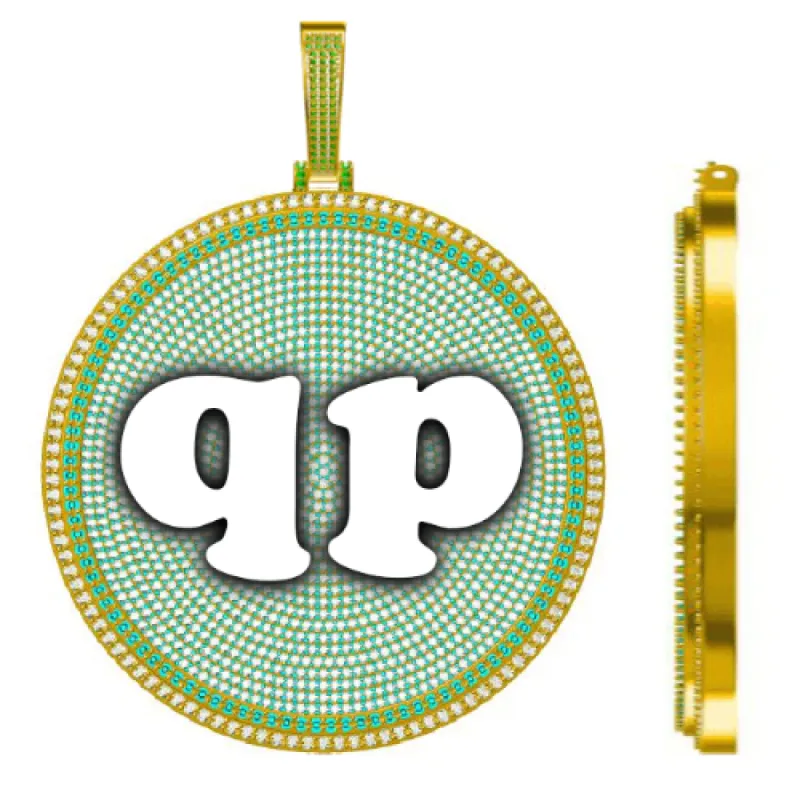 CUSTOM LETTER NECKLACE 3D BIG DISC sold by The GUU Shop