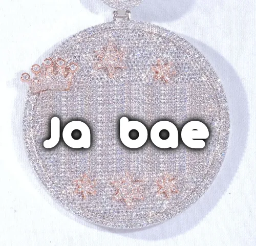 CUSTOM LETTER NECKLACE 3D BIG CROWN DISC sold by The GUU Shop