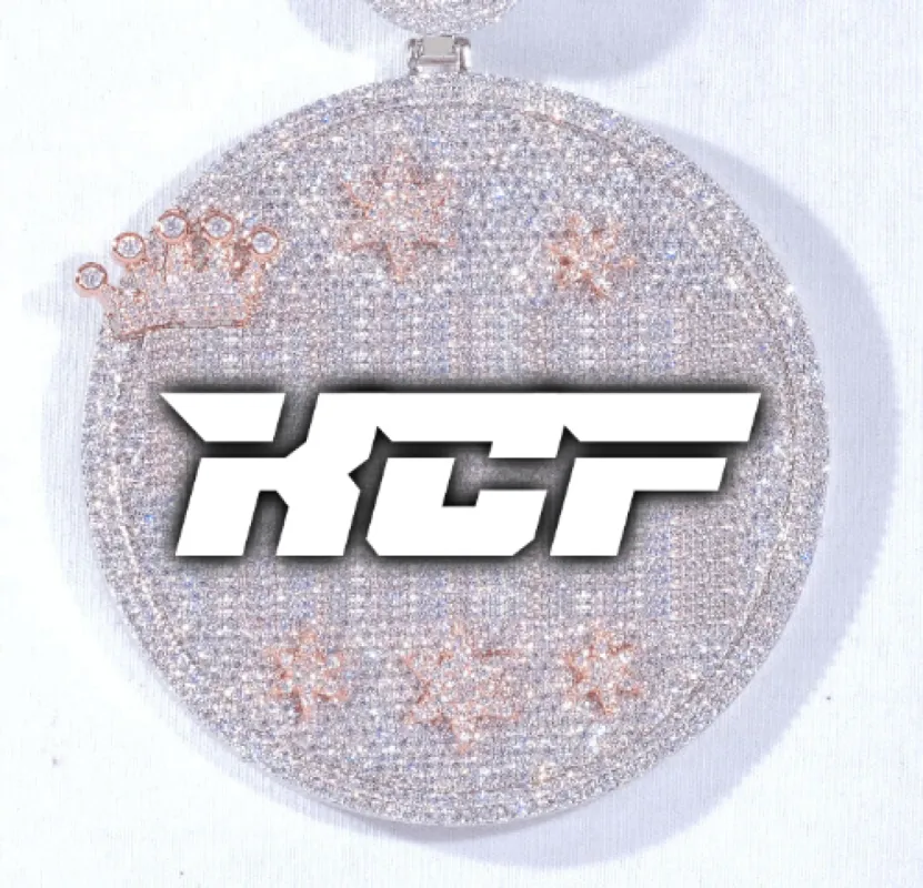 CUSTOM LETTER NECKLACE 3D BIG CROWN DISC sold by The GUU Shop