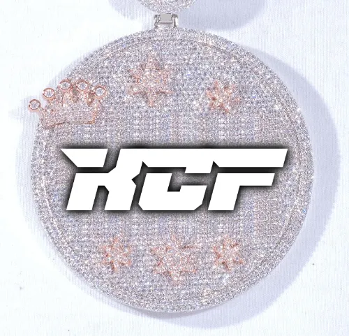 CUSTOM LETTER NECKLACE 3D BIG CROWN DISC sold by The GUU Shop