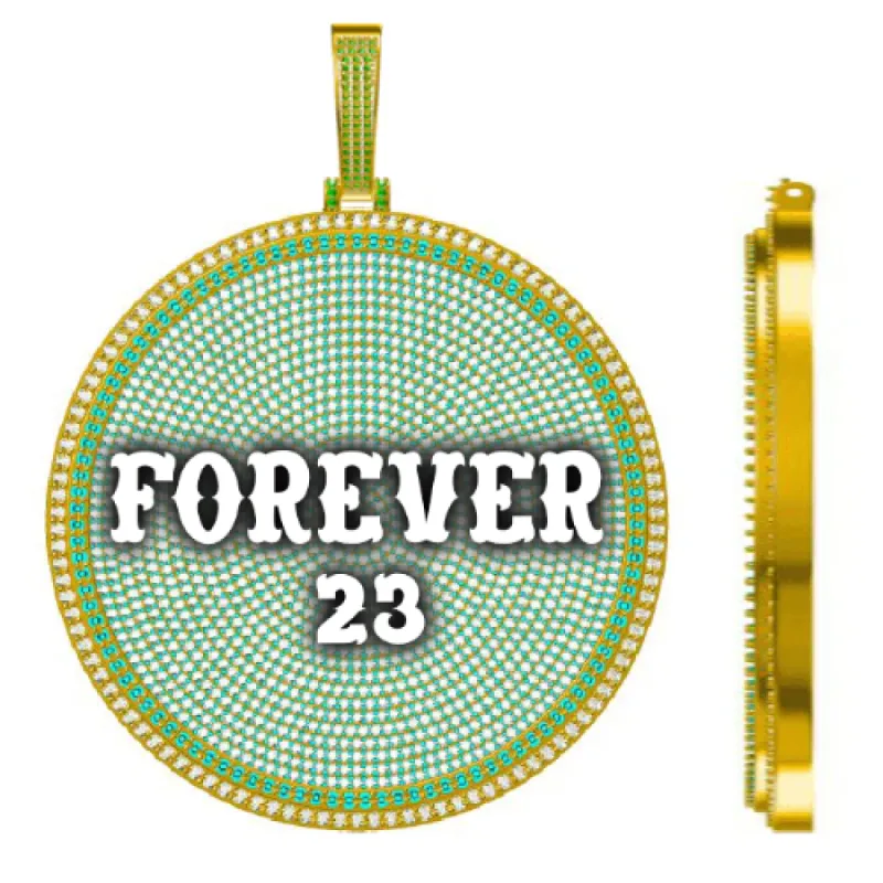 CUSTOM LETTER NECKLACE 3D BIG DISC sold by The GUU Shop