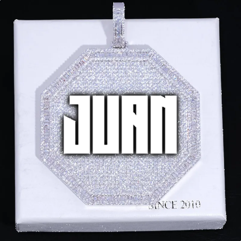 CUSTOM LETTER NECKLACE 3D BIG OCTAGON sold by The GUU Shop