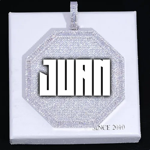 CUSTOM LETTER NECKLACE 3D BIG OCTAGON sold by The GUU Shop