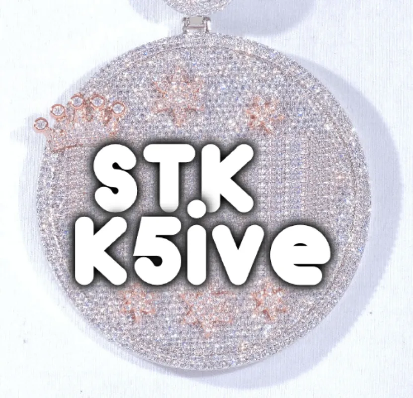 CUSTOM LETTER NECKLACE 3D BIG CROWN DISC sold by The GUU Shop