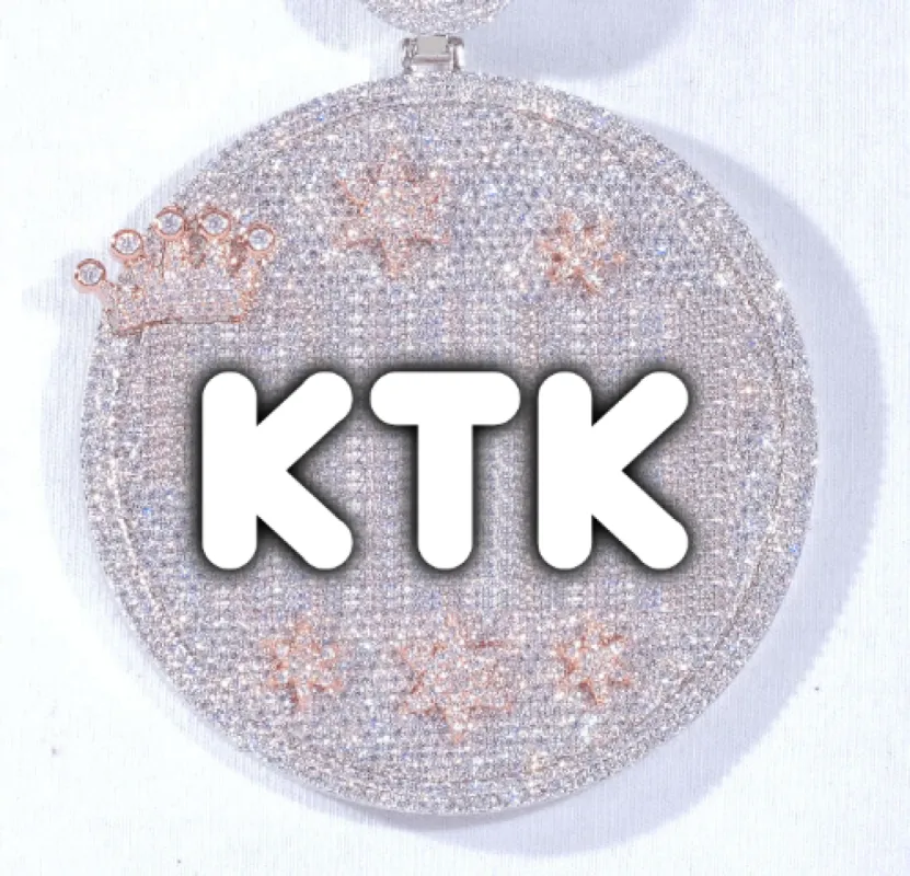 CUSTOM LETTER NECKLACE 3D BIG CROWN DISC sold by The GUU Shop