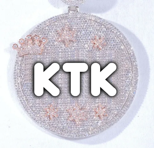 CUSTOM LETTER NECKLACE 3D BIG CROWN DISC sold by The GUU Shop