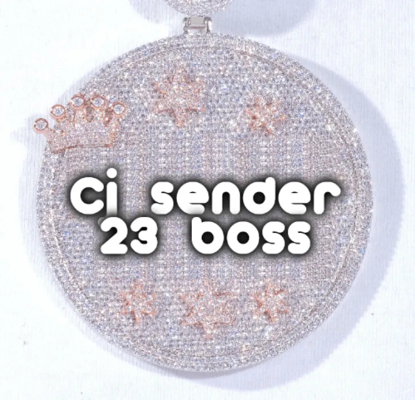 CUSTOM LETTER NECKLACE 3D BIG CROWN DISC sold by The GUU Shop