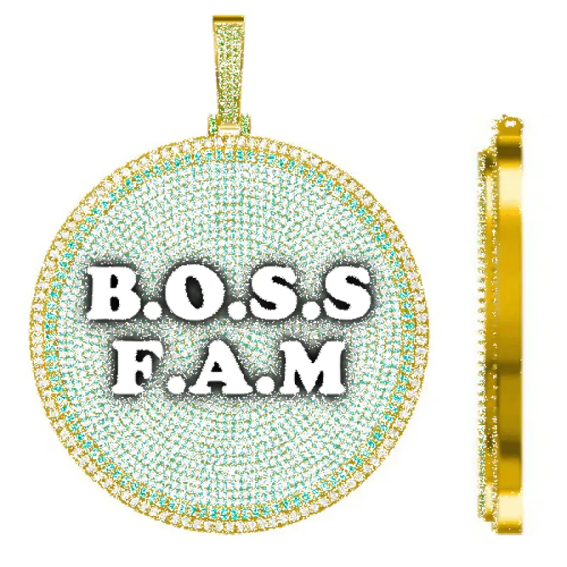 CUSTOM LETTER NECKLACE 3D BIG DISC sold by The GUU Shop